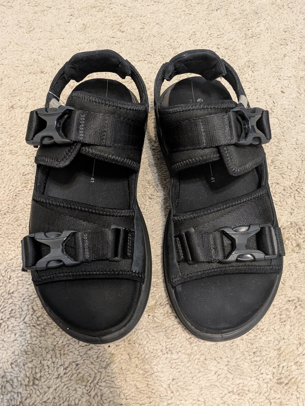 ECCO men's EXOWRAP 2 Strap Buckle Sport Sandal, Black/Black, 7-7.5 leather